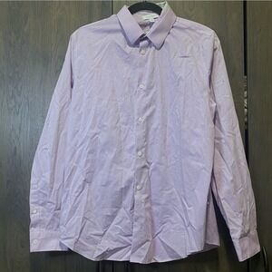 Calvin Klein Infinite Cool Lavender Micro Dot Non Iron Button Down Shirt Mens M